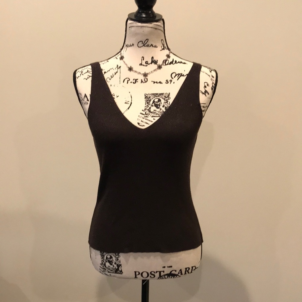 Soft Glitter Brown Sleeveless Sweater by I•N•C